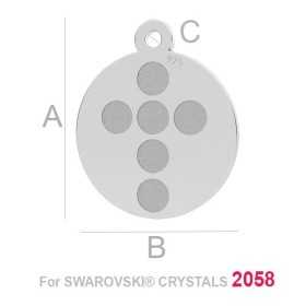 G2003-Charm banut 12MM argint 925 cu loc pentru 6 cristale 2058 ss7