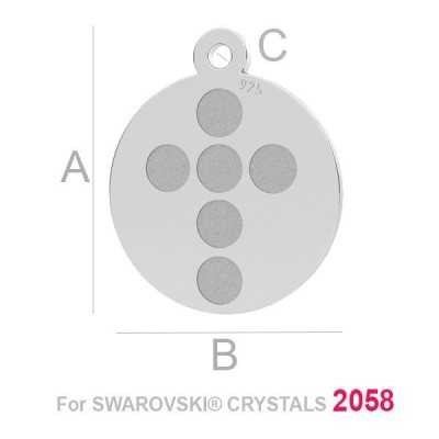 G2003-Charm banut 12MM argint 925 cu loc pentru 6 cristale 2058 ss7