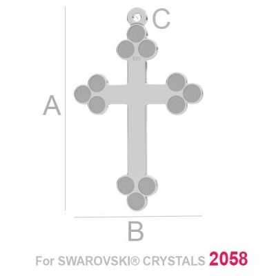 Charm Argint 925 Cruciuliță cu Loc pentru 12 Cristale – Cruce 28 mm G2004