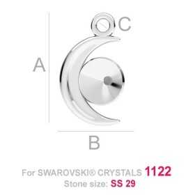 G0103-Baza pandant Semiluna pentru Swarovski Rivoli 1122 6mm