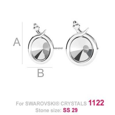 G0114-Tija cercel Sarpe pentru Swarovski Rivoli 1122 6MM-1buc