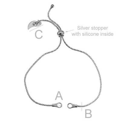 G2011-Bratara reglabila pentru link-uri argint 925 1.2mm grosime-1buc
