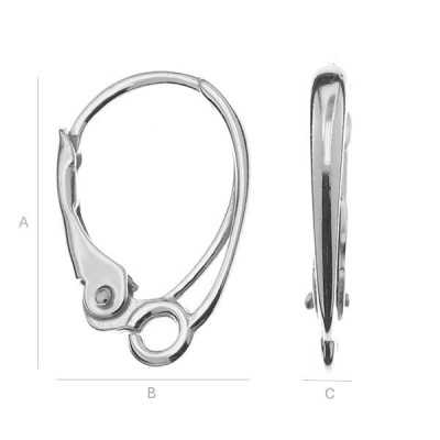 G0265-Leverback tortita cercei din argint cu bucla 16.7x11mm 1 buc