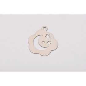 Laser-Cut-064-Charm norisor cu luna si stele decupate 20mm grosime 0.4mm