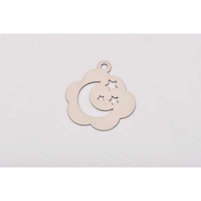 Laser-Cut-064-Charm norisor cu luna si stele decupate 20mm grosime 0.4mm