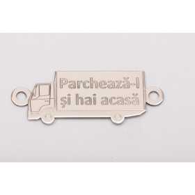 E0163-G-Link TIR decupat din argint 925 25x10mm text gravat "Parcheaza-l si hai acasa"