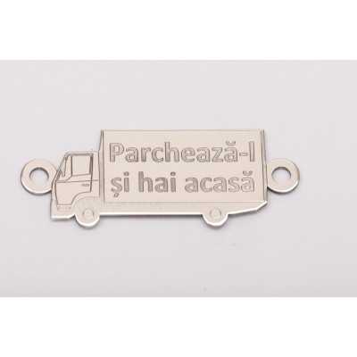 E0163-G-Link TIR decupat din argint 925 25x10mm text gravat "Parcheaza-l si hai acasa"