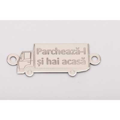 E0163-G-Link TIR decupat din argint 925 25x10mm text gravat "Parcheaza-l si hai acasa"