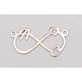 Infinit cu initiale si inimioara decupate din argint executie 24/48 ore 