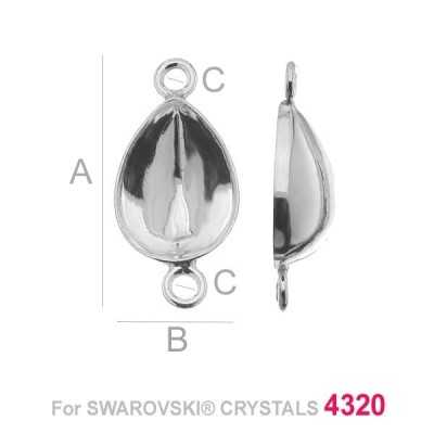 G0342-Baza Link Argint 925 pentru Swarovski Pear 4320 8x6mm-1Buc 