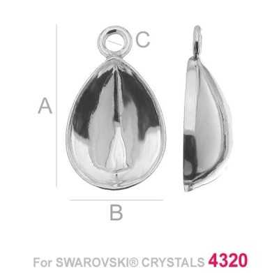 G1841-Baza pandantiv Argint 925 pentru Swarovski Pear 4320 14mm-1Buc