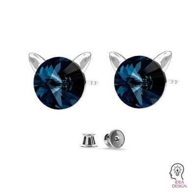 G1981-Tija cercei argint 925 Pisica pentru Swarovski Rivoli 1122 SS29 6MM-1buc