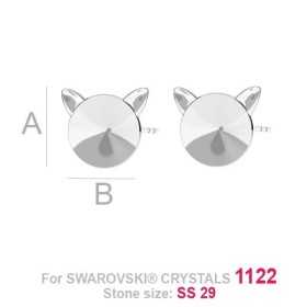G0779-Tija cercei argint 925 Pisica pentru Swarovski Rivoli 1122 SS39 8MM-1buc