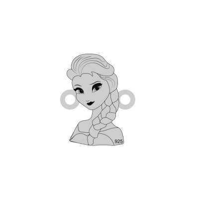 E0019-Printesa Elsa din argint 16mm x13mm 0.33mm