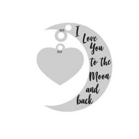 E0026-Semiluna cu inimioara I Love You to the Moon and Back 20mm x 15mm 0.33mm