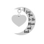 E0026-Semiluna cu inimioara I Love You to the Moon and Back 20mm x 15mm 0.33mm