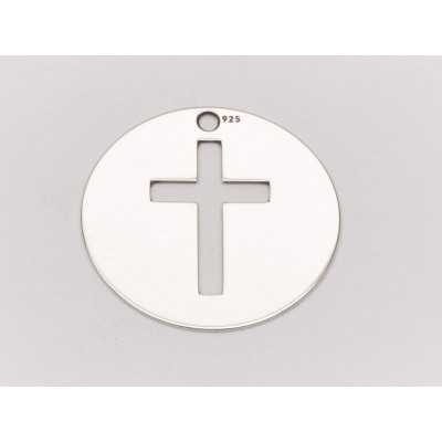 E0010-Charm banut 16.5mm 0.33mm decupat cu model cruciulita 1 buc