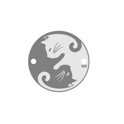 E0023-Link banut 16.5mm cu Yin si Yang gravate 0.3mm