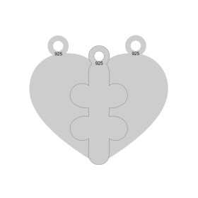 E0052-Inima din argint puzzle din 3 piese 25mm x 23mm 0.5mm