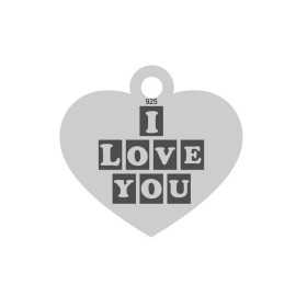 E0053-Inima din argint I LOVE YOU 16mm x 15mm 0.33mm