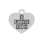 E0053-Inima din argint I LOVE YOU 16mm x 15mm 0.33mm