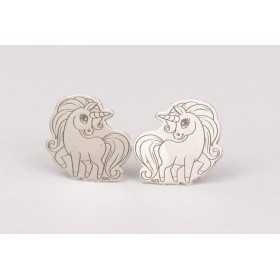T0001-Pereche de cercei cu unicorn argint 925 12x12mm