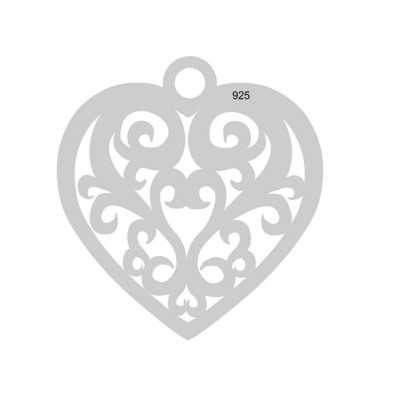 E0100 Charm inimioara din argint 925 filigranata 16.5x15.5mm