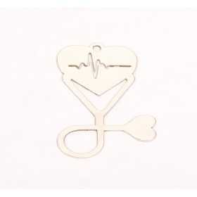 E0073-N-Charm inima puls si stetoscop din argint 925- 25x20mm-0.6mm-1buc