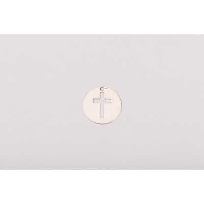 Pandantiv bănuț cu cruciuliță decupată din argint 925, 12mm G1966