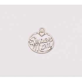 E0246-G-Pandant Super Mom-decupaj Ag 925 dimensiuni 24x20x0.5mm-1buc