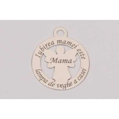 E0248-G-Decupaj "Iubirea mamei" din Ag925 18.5x22x0.4mm-1buc