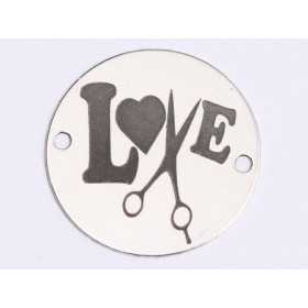 E0382 G Link din argint LOVE scissors 16.5mm 0.33mm