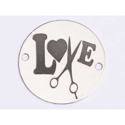 E0382 G Link din argint LOVE scissors 16.5mm 0.33mm