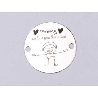 E0387 G Link din argint Mommy I love you this much 16.5mm 0.33mm