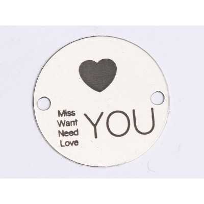 E0397 G Link din argint Miss Want Need Love You 16.5mm 0.33mm