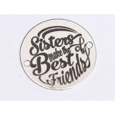 E0400 G Link din argint Sisters make the best friends 16.5mm 0.33mm