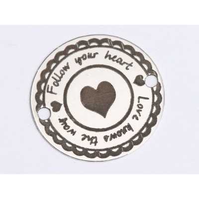 E0405 G Link din argint Follow your heart 16.5mm 0.33mm