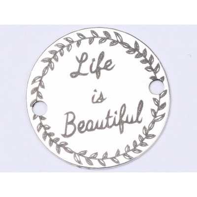 E0411 G Link din argint Life is Beautiful 16.5mm 0.33mm