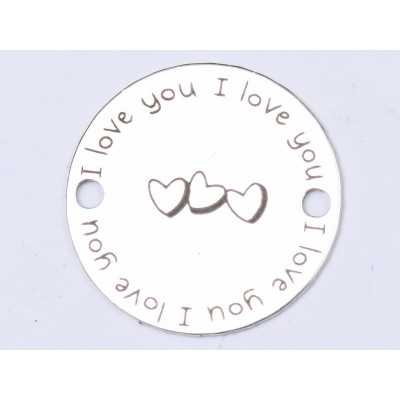 E0413 G Link din argint I Love You 16.5mm 0.33mm