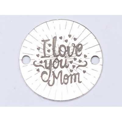 E0420 G Link din argint I love you mom 16.5mm 0.33mm