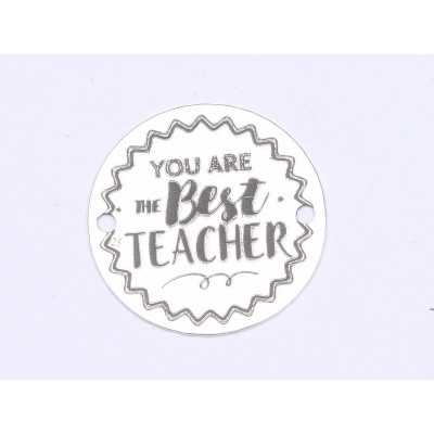 E0406 G Link din argint You are the best teacher 14x18mm 0.4mm