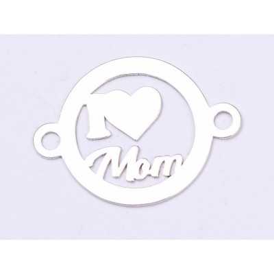 E0353 N Link din argint 925 I Love Mom 16.5x22mm 0.5mm