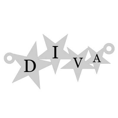 E0450G Link din argint cu 4 stelute inscriptionat DIVA 20x10mm 0.5mm