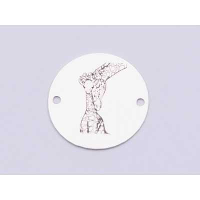 E0510-N-Link rotund argint 925 Baby Giraffe&Mom 1 buc