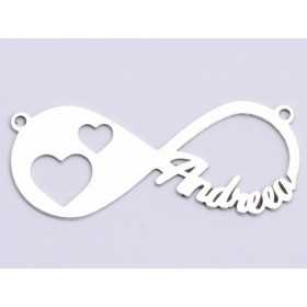 Infinit decupat din argint cu 2 nume cca 16x33mm