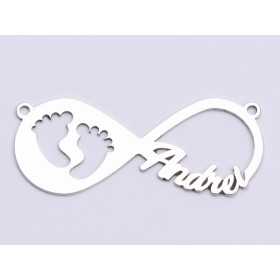 Infinit decupat din argint cu 1 nume si inimioare decupate cca 16x38mm