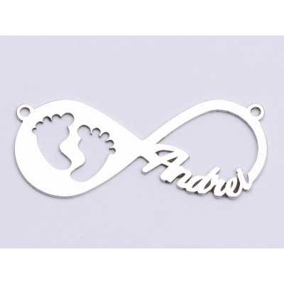 Infinit decupat din argint cu 1 nume si inimioare decupate cca 16x38mm