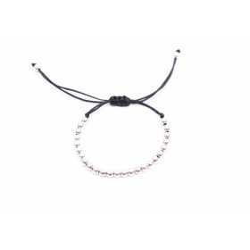 B002-Bratara bilute Argint si snur negru impletit