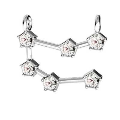 G0319-Link zodiac Gemeni 925 cu cristale Swarovski-1 buc