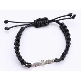 B003-Bratara snur negru impletit si decupaj Argint